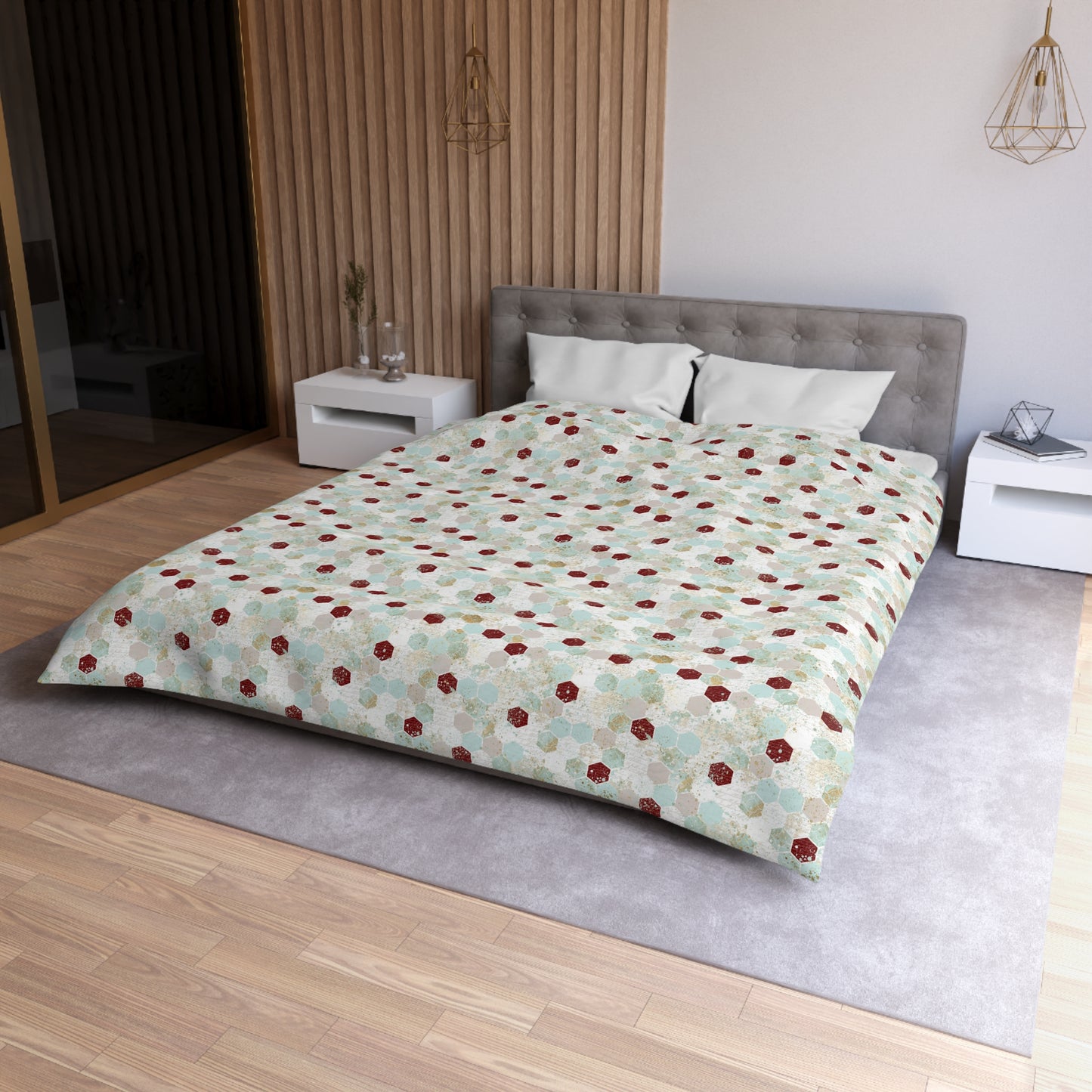 Love Letters & Honeycomb Microfiber Duvet Cover
