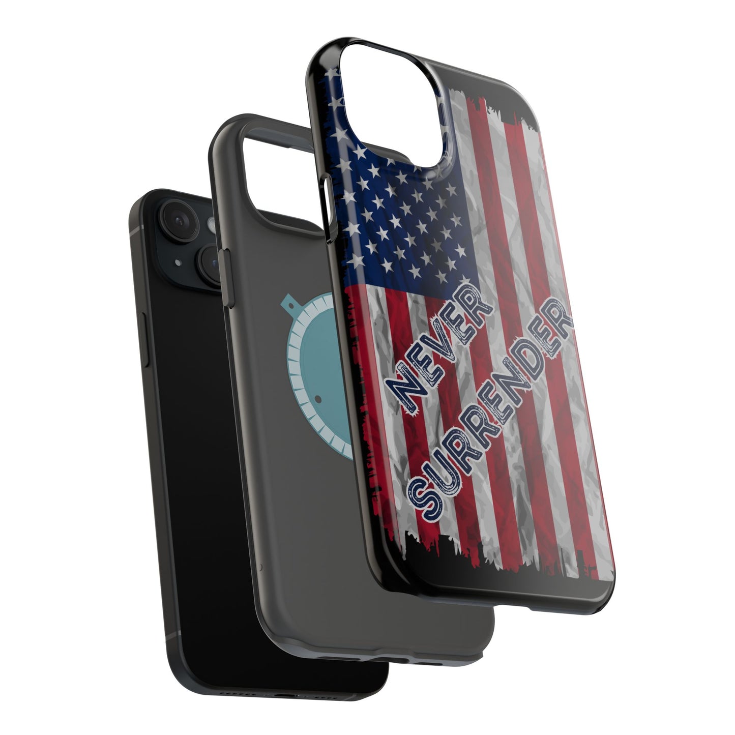 Never Surrender American Flag MagSafe® Compatible Tough Case for iPhone