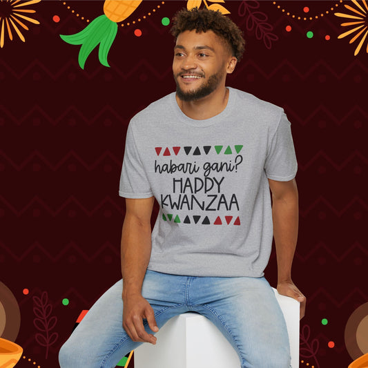 Habari Gani? Happy Kwanzaa Adult T-shirt