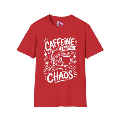 ""Caffeine Before Chaos (Cat) Adult T-shirt