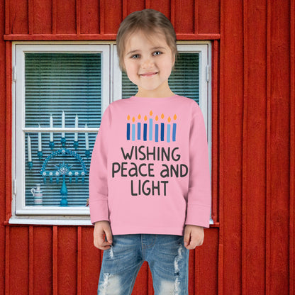 Hanukkah Wishing Peace & Light Toddler Long Sleeve Tee
