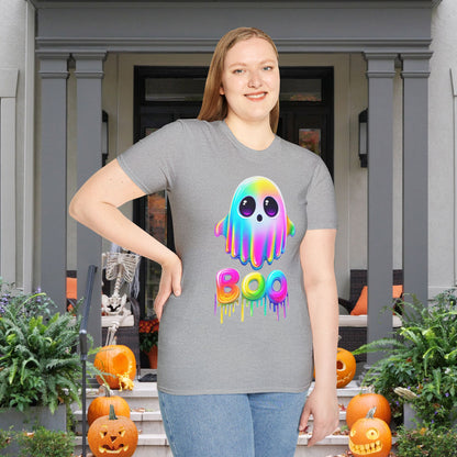 Neon Ghostly Boo Adult Unisex Tshirt