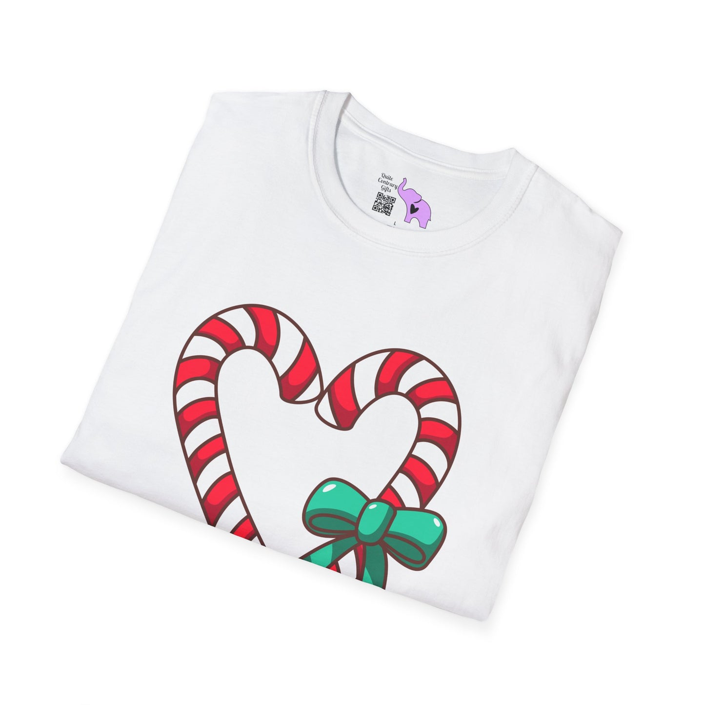 Candy Cane Heart Adult T-shirt