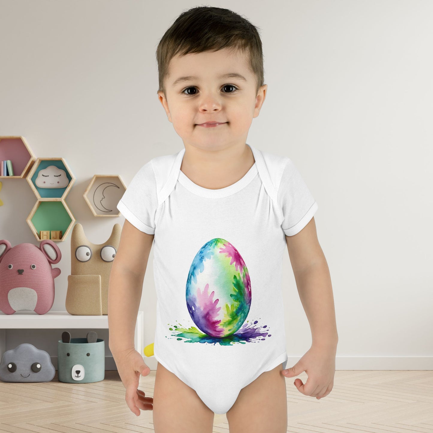 Colorful Easter Egg Infant Baby Rib Bodysuit