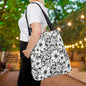 Black & White Forget-Me-Nots Canvas Tote Bag