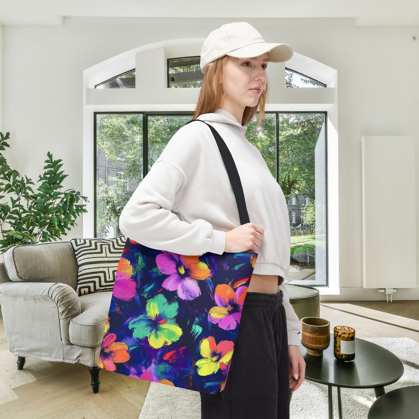 Watercolor Flowers Canvas Tote Bag