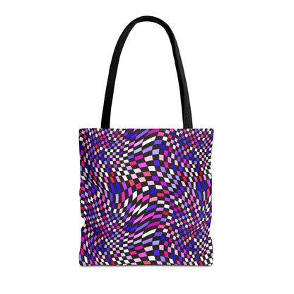 Warped Purple Checkered Canvas Tote Bag