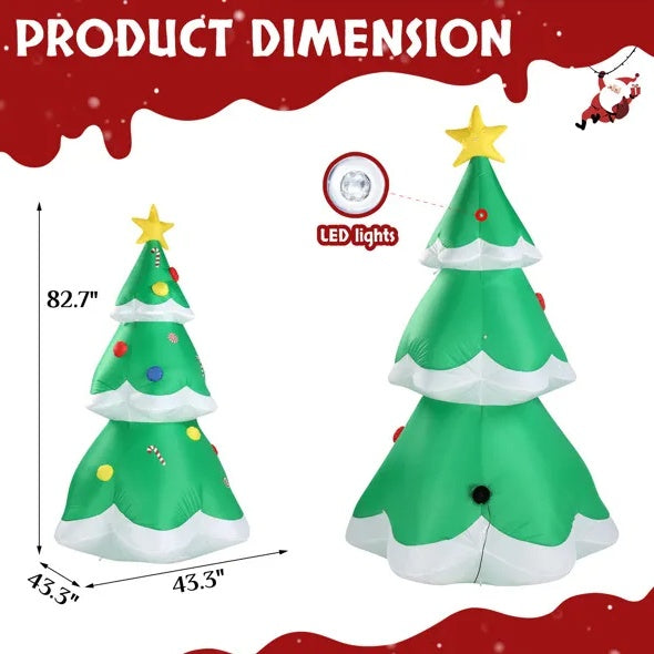 Festive 6.9ft Christmas Tree with Ornaments LED Inflatable