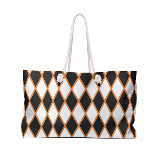Black & White Harlequin Weekender Bag