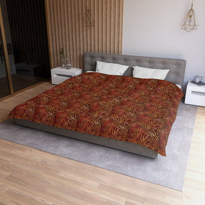 Crimson Palm Veil Duvet Bedding Set