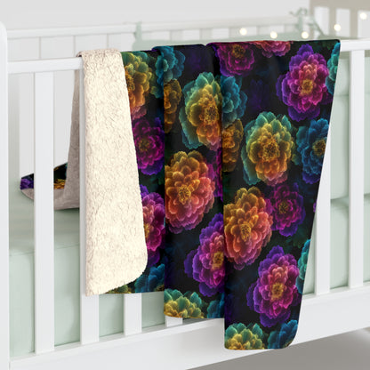 Neon Whisper Blooms Fleece Blanket