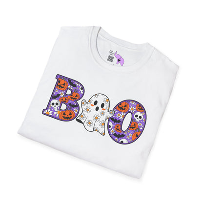 Cute Floral Boo w/Ghost Adult T-shirt