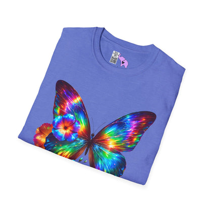 Colorful Butterfly & Flowers Adult T-shirt