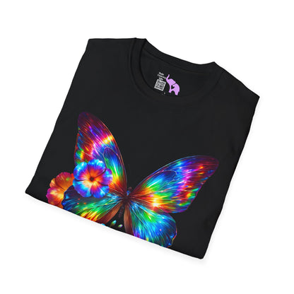 Colorful Butterfly & Flowers Adult T-shirt