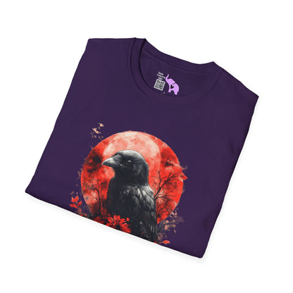 Creepy Raven with Full Moon Adult T-shirt