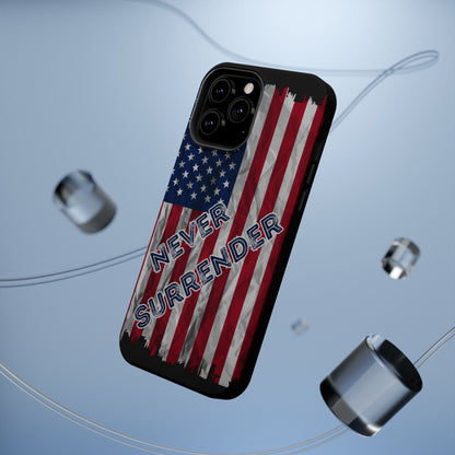 Never Surrender American Flag MagSafe® Compatible Tough Case for iPhone