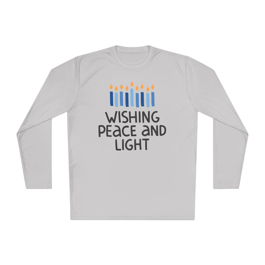 Hanukkah Wishing Peace & Light Adult Long Sleeve Tee