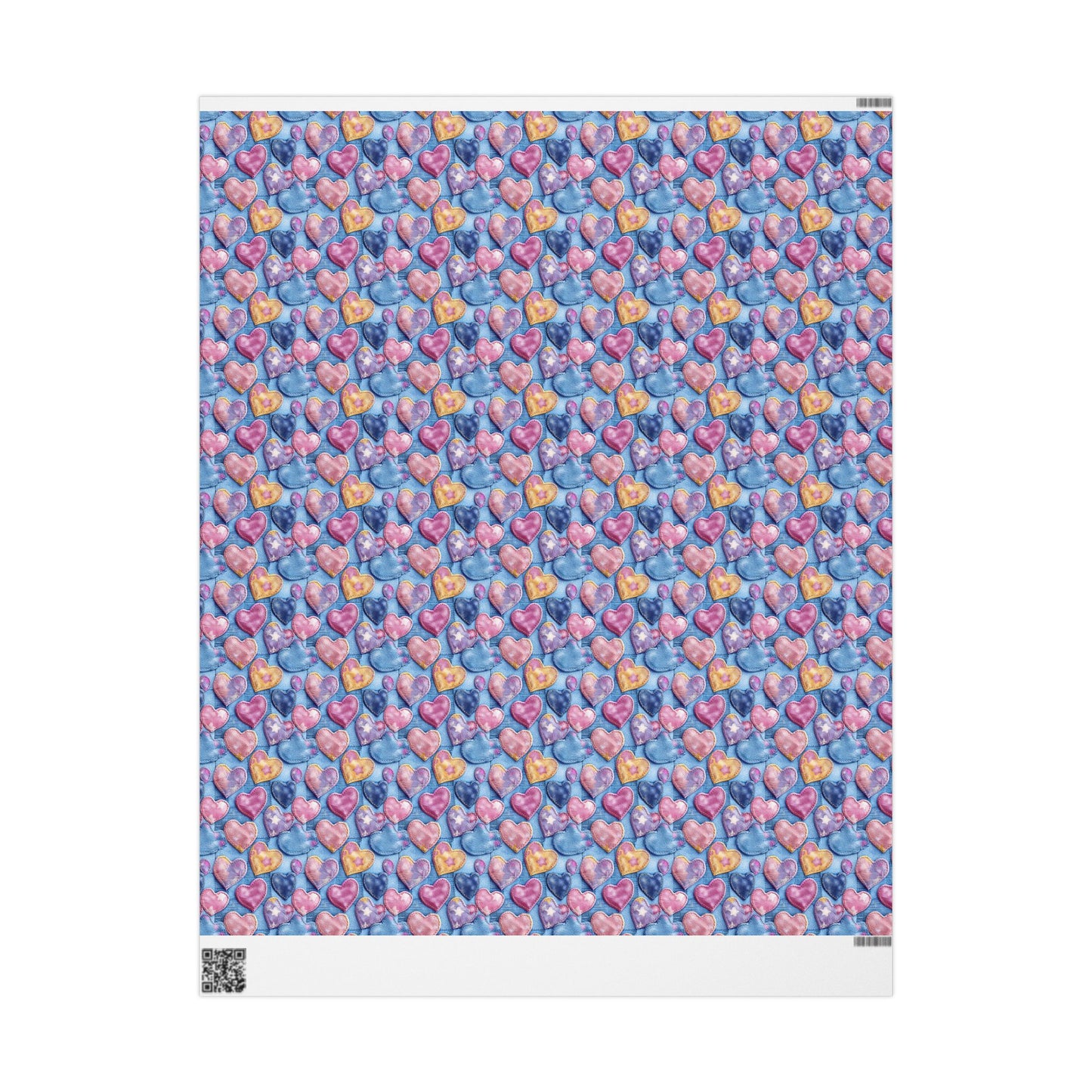 Color Pop Stitched Hearts Wrapping Paper
