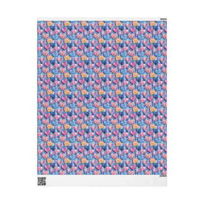 Color Pop Stitched Hearts Wrapping Paper