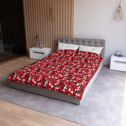Inked Poinsettias Microfiber Duvet Cover