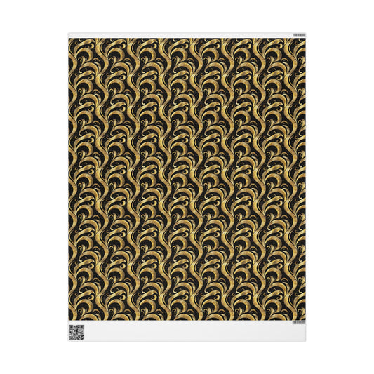 Black & Gold Luxe Swirl Wrapping Paper