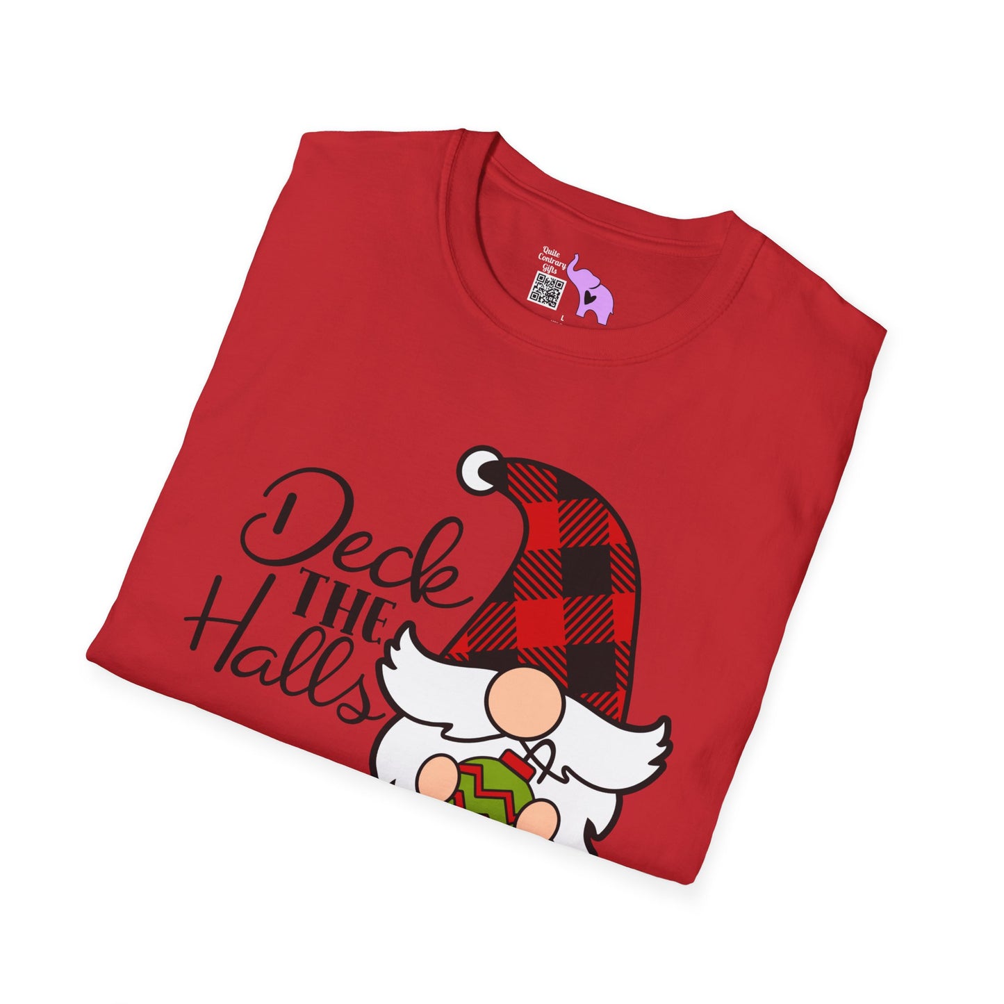 Deck the Halls Plaid Gnome Adult T-shirt