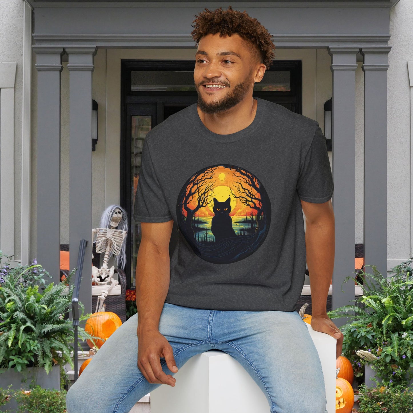 Creepy Black Cats 6 Adult T-shirt