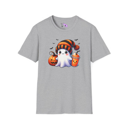 Cute Ghost w/Pumpkins Adult T-shirt