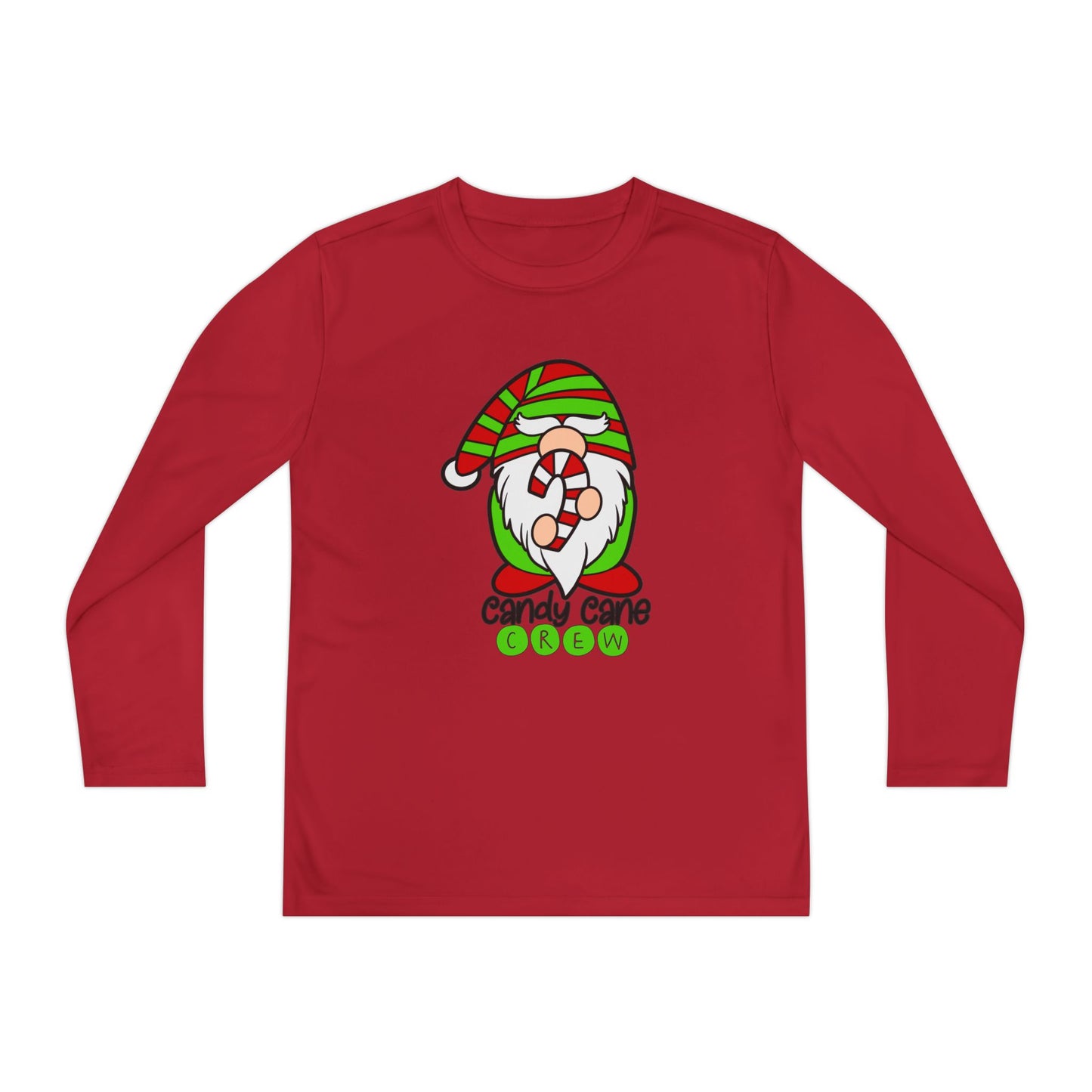 Candy Cane Crew Gnome Youth Long Sleeve Tee