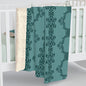 Teal Lace Pattern Sherpa Fleece Blanket