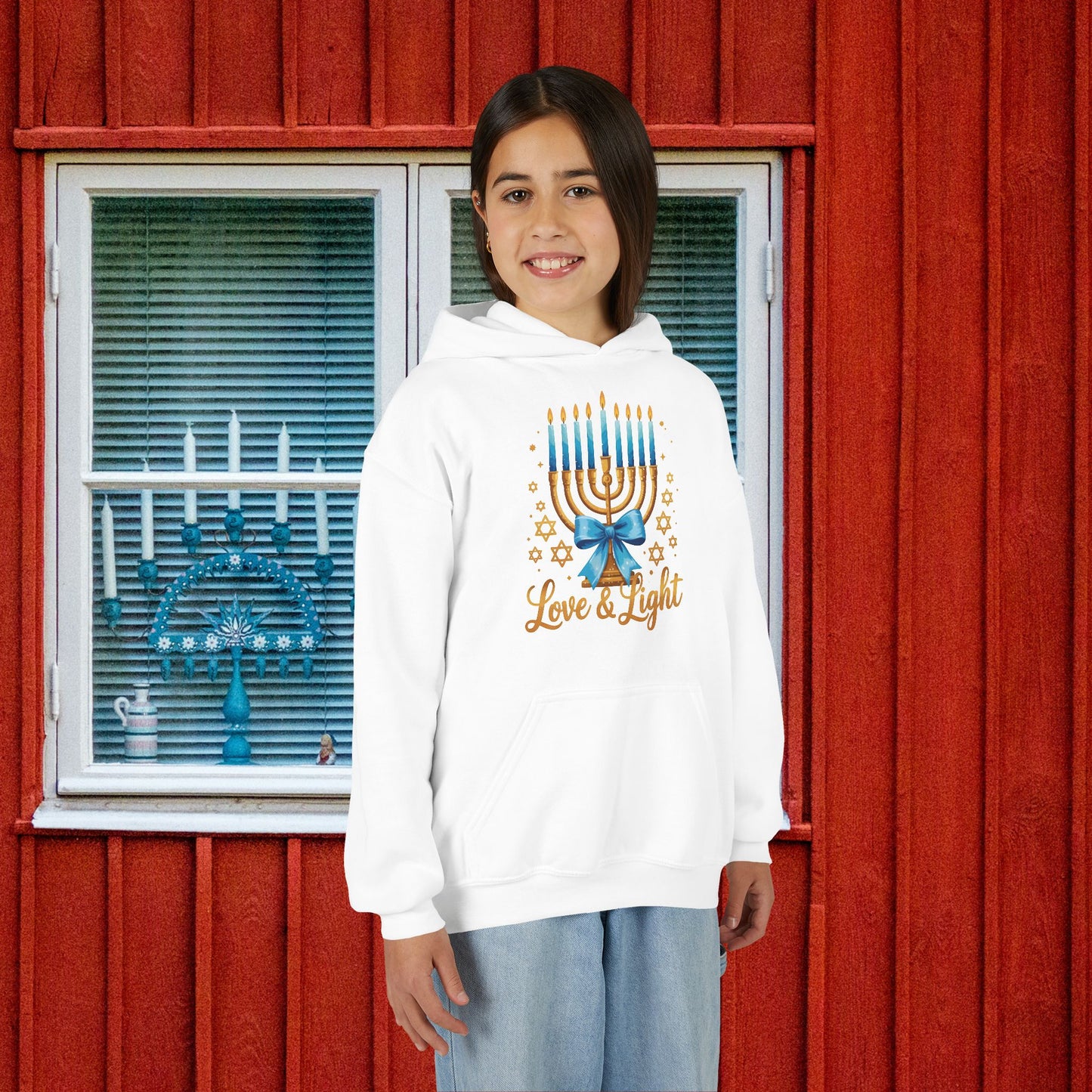 Light & Love Menorah Youth Heavy Blend Hoodie