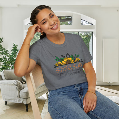 His Mercies Are New Every Morning Lam. 3:22-23 Adult T-shirt