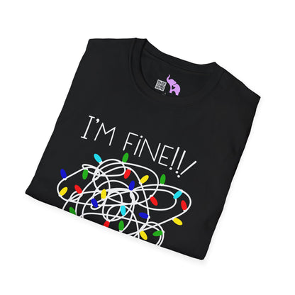 I'm Fine Everything Is Fine (String Lights) Adult T-shirt