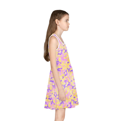 Peach Sorbet Camo Girls' Sleeveless Sundress