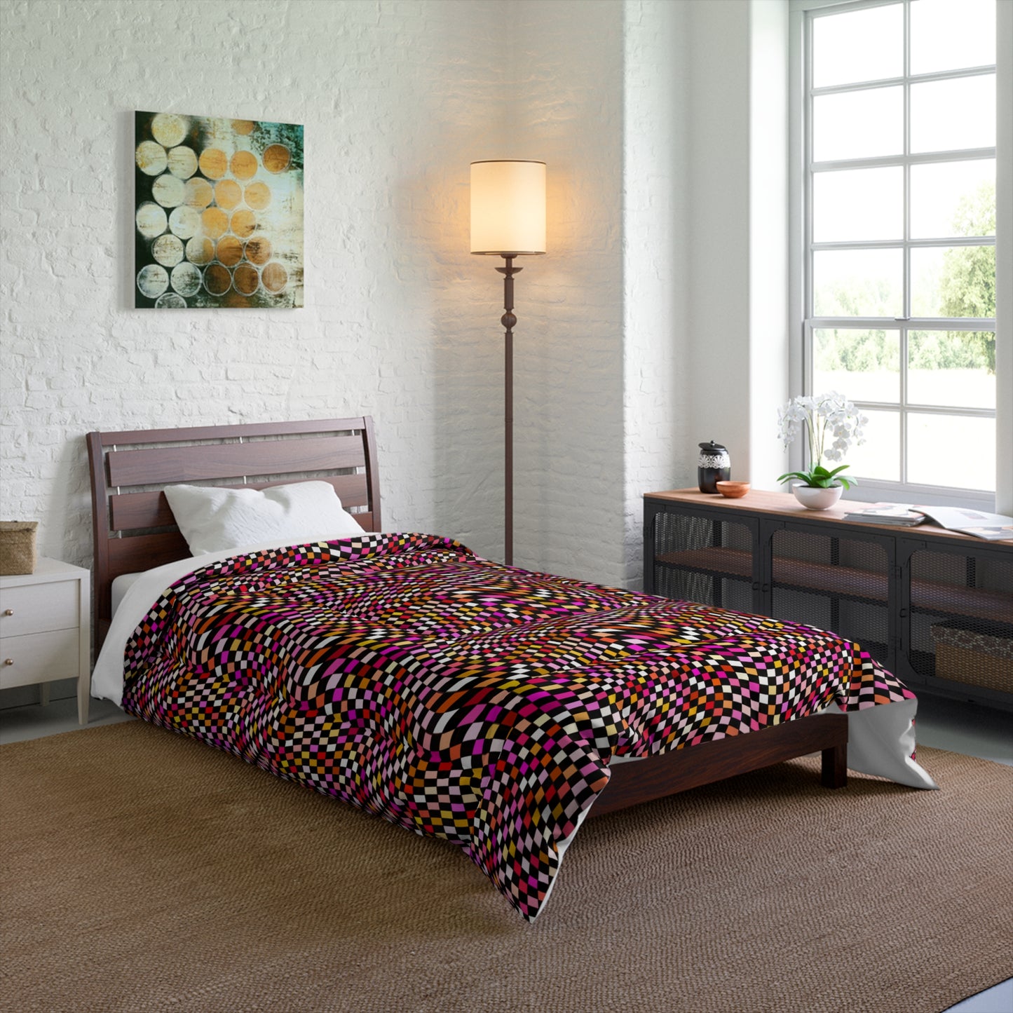 Warped Red Checkered Comforter