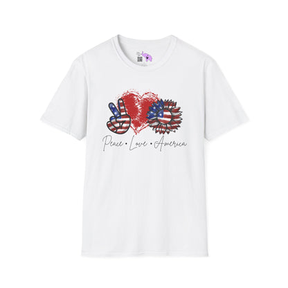 Peace Love America Adult T-shirt