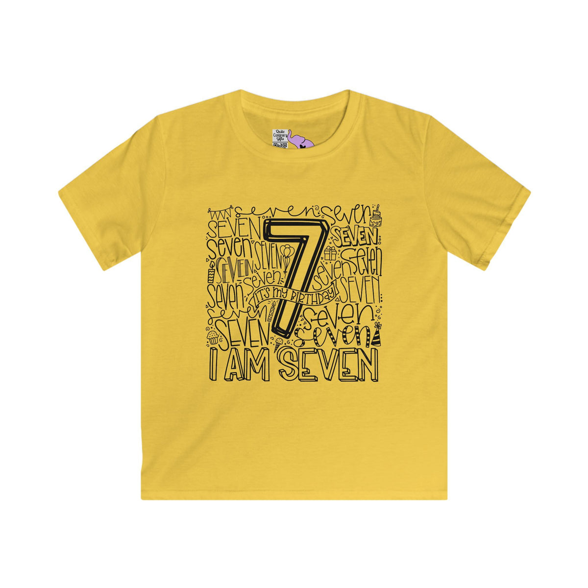 I Am Seven Typography Youth Softstyle Tee