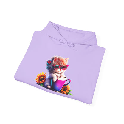 Cool Sunflower Kitten Heavy Blend™ Hooded Sweatshirt