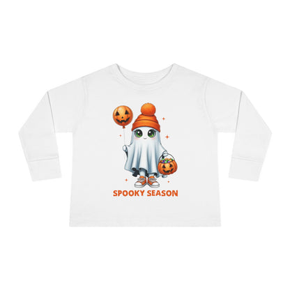 Spooky Season Ghost Trick-or-Treater Toddler Long Sleeve Tee