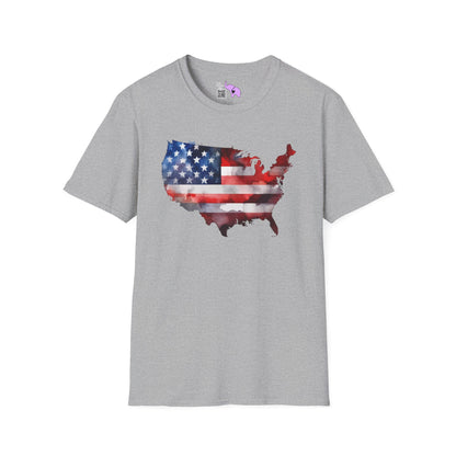 American-Shaped Flag Watercolor Adult T-Shirt