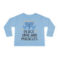 Hanukkah Peace Love & Miracles 1 Toddler Long Sleeve Tee