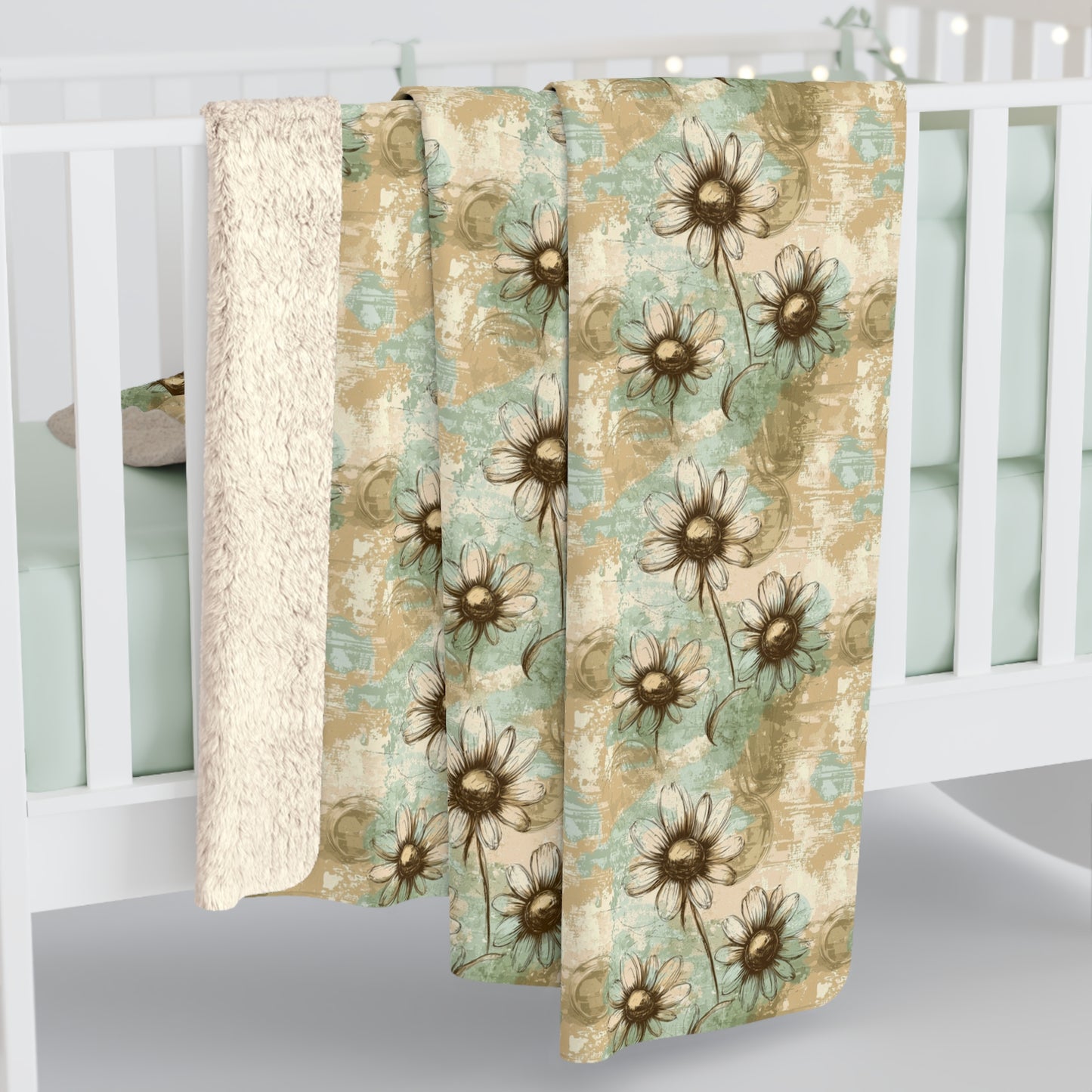 Worn Meadow Daisies Fleece Blanket