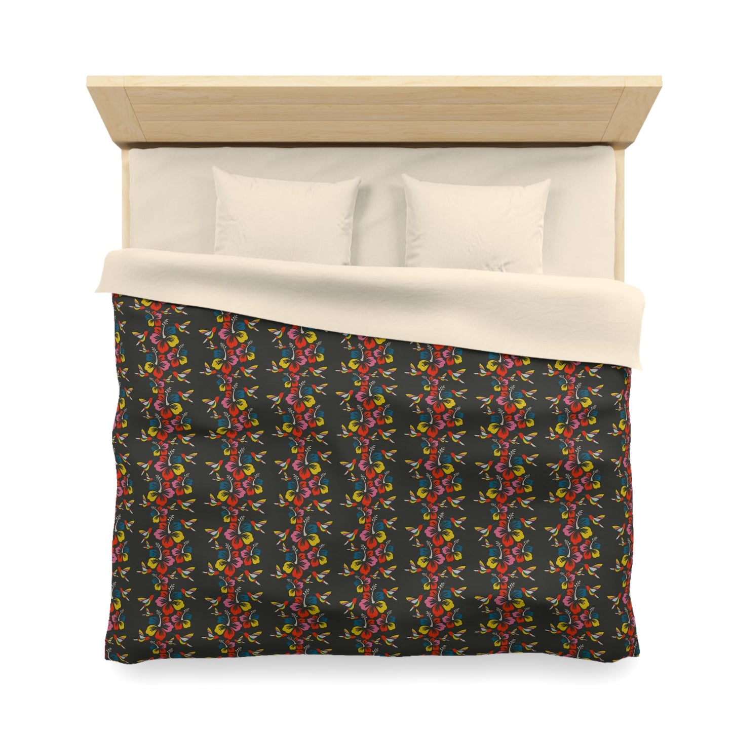 Hummingbirds & Hibiscus Flowers Microfiber Duvet Cover