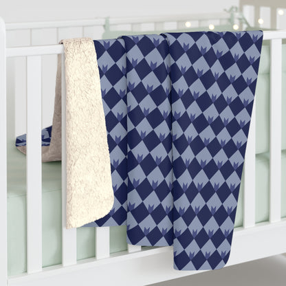 Diamond Bloom-Navy & Periwinkle Fleece Blanket