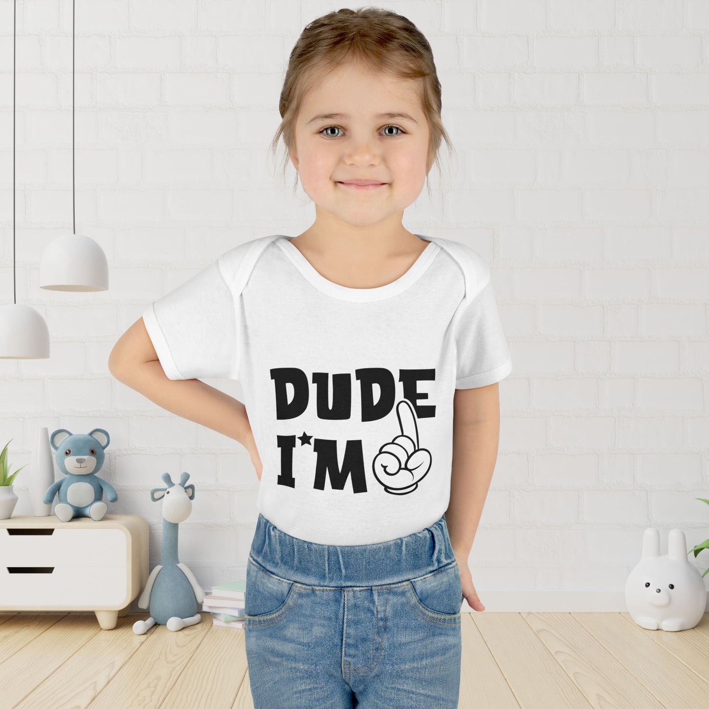 Dude I'm 1 Infant Baby Rib Bodysuit