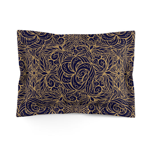 Oriental Blue/Gold Floral Microfiber Pillow Sham
