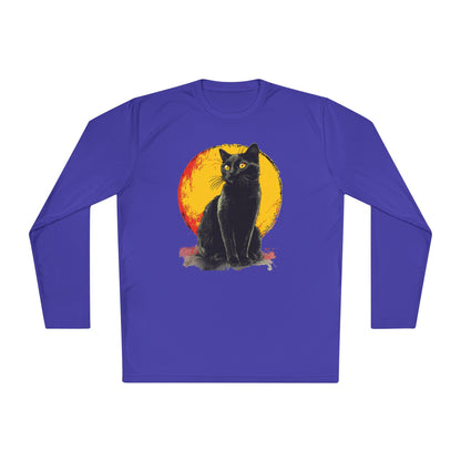 Black Cat Over Moon Adult Long Sleeve Tee