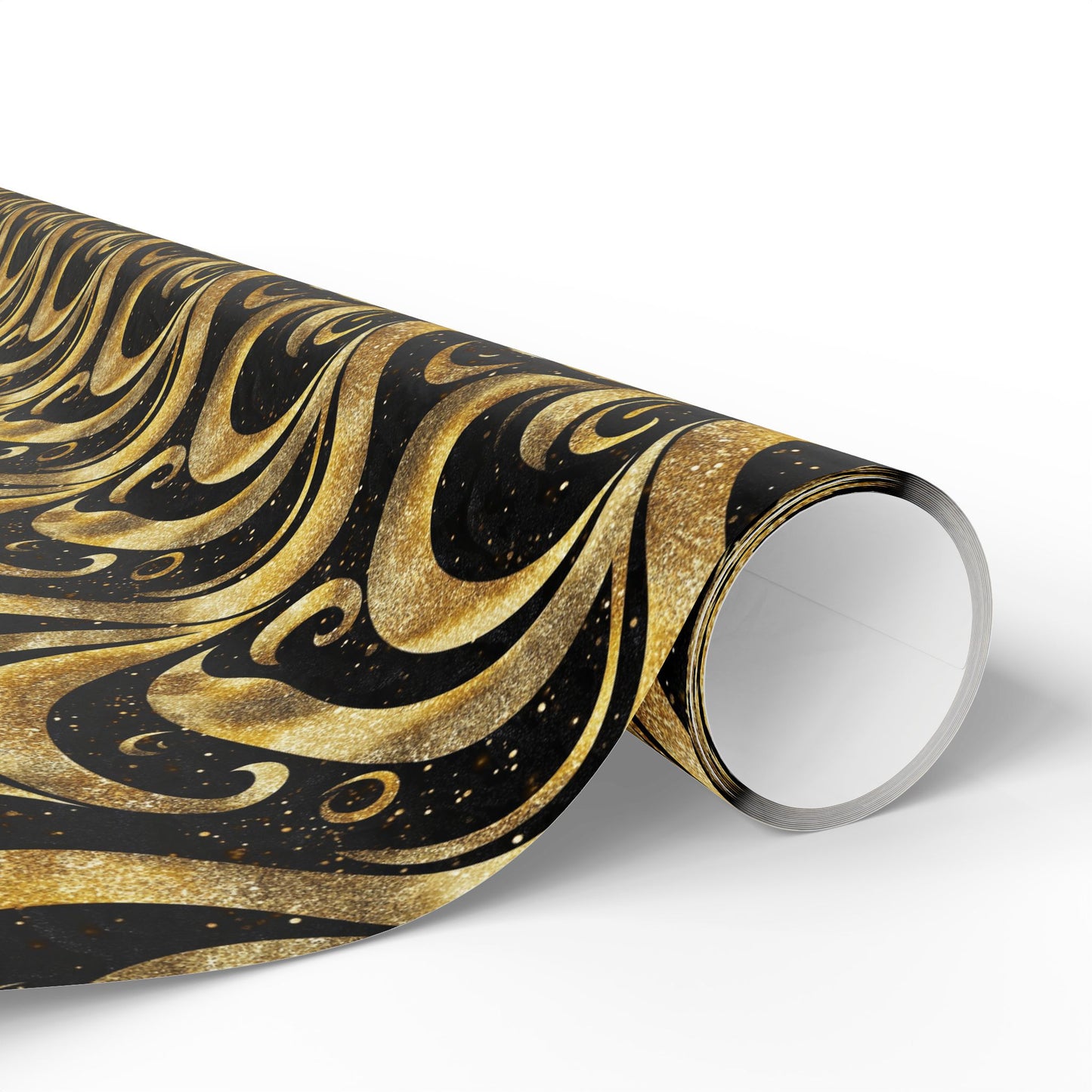 Black & Gold Luxe Swirl Wrapping Paper