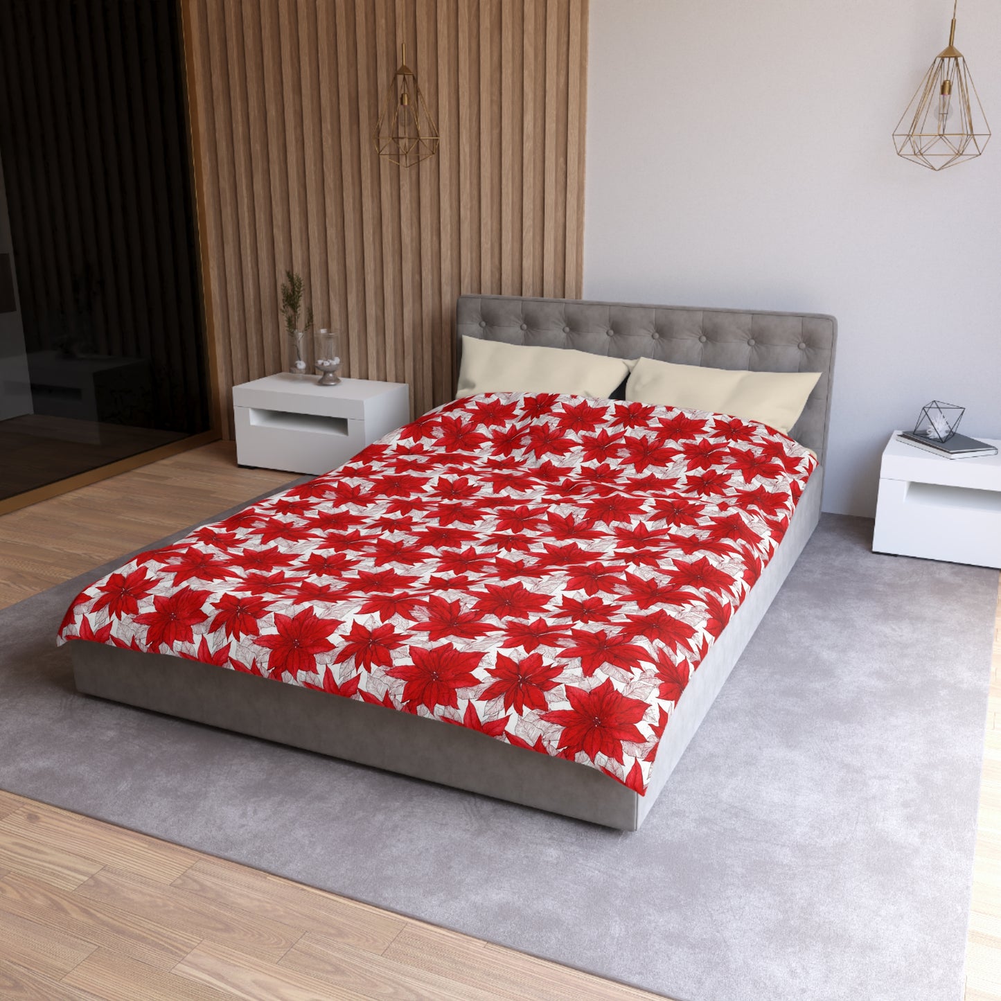 Christmas Blossom Sketch Microfiber Duvet Cover