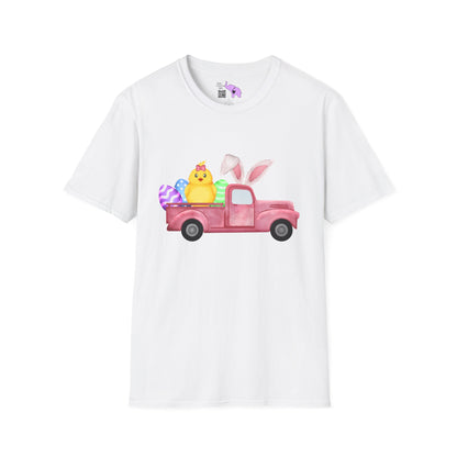 Easter Chick & Eggs In Vintage Truck Adult T-shirt